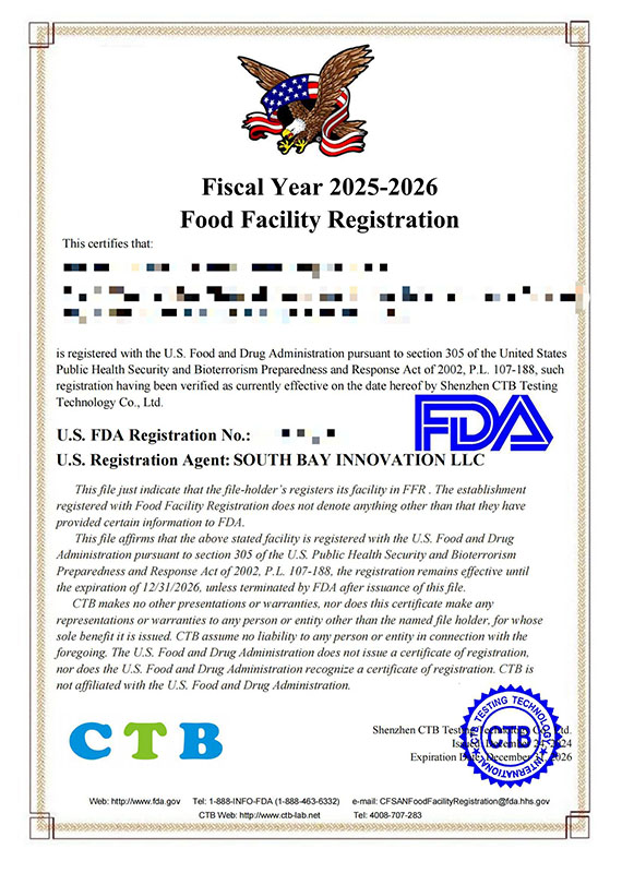 FDA Certificate